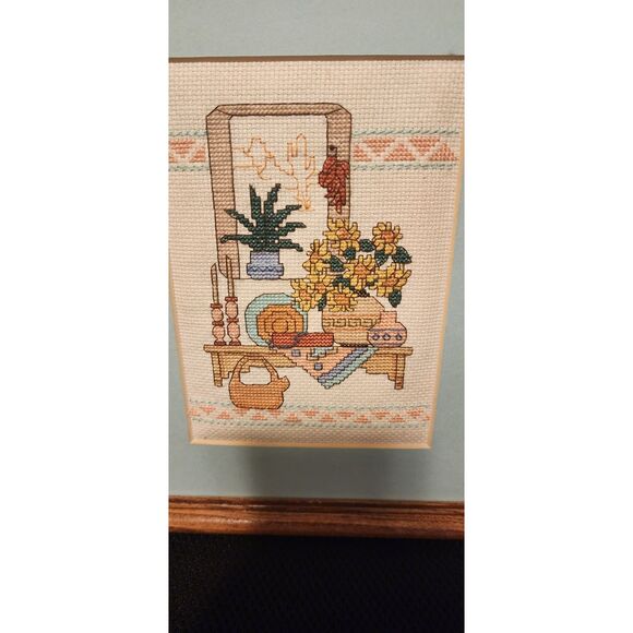 Framed DIY Dimensions Southwest Shelf Pottery Cactus Counted Cross Stitch 6599 - Picture 2 of 3